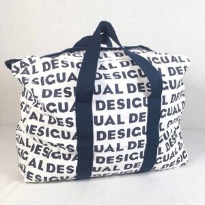 DESIGUAL Boston Canvas Tote Bag - Navy/ White
